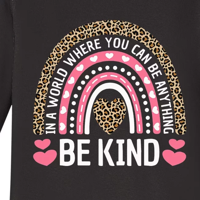 Kindness Leopard Rainbow Student Teacher Outfit Cute Be Kind Baby Long Sleeve Bodysuit