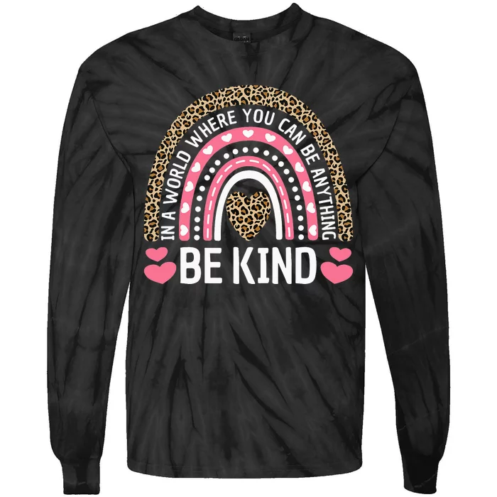 Kindness Leopard Rainbow Student Teacher Outfit Cute Be Kind Tie-Dye Long Sleeve Shirt