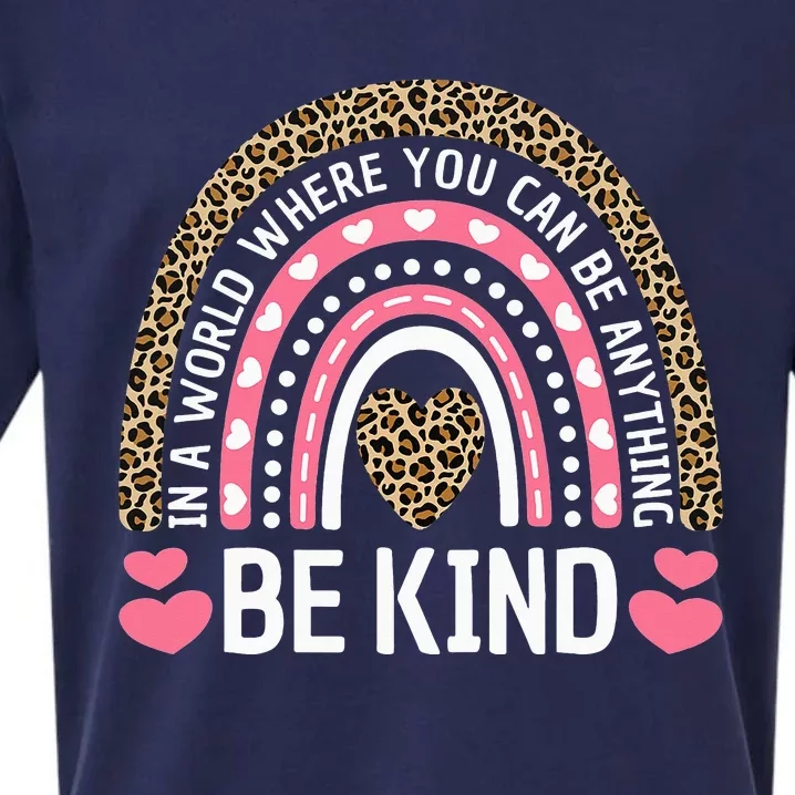 Kindness Leopard Rainbow Student Teacher Outfit Cute Be Kind Sueded Cloud Jersey T-Shirt