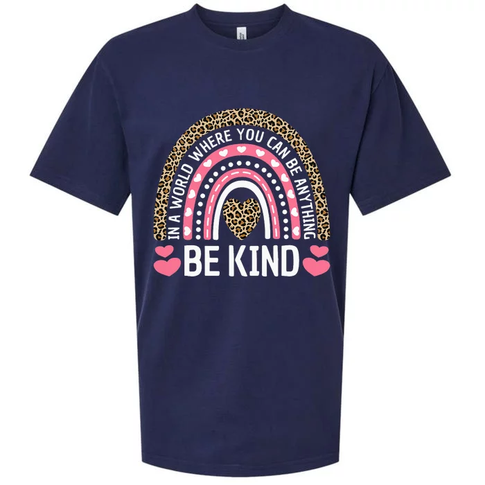 Kindness Leopard Rainbow Student Teacher Outfit Cute Be Kind Sueded Cloud Jersey T-Shirt