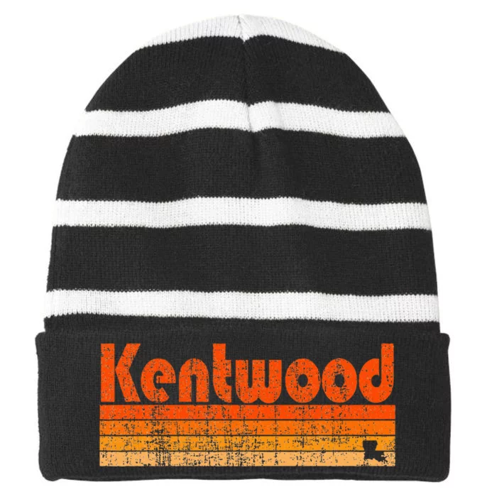 Kentwood Louisiana Retro 80s Style Striped Beanie with Solid Band