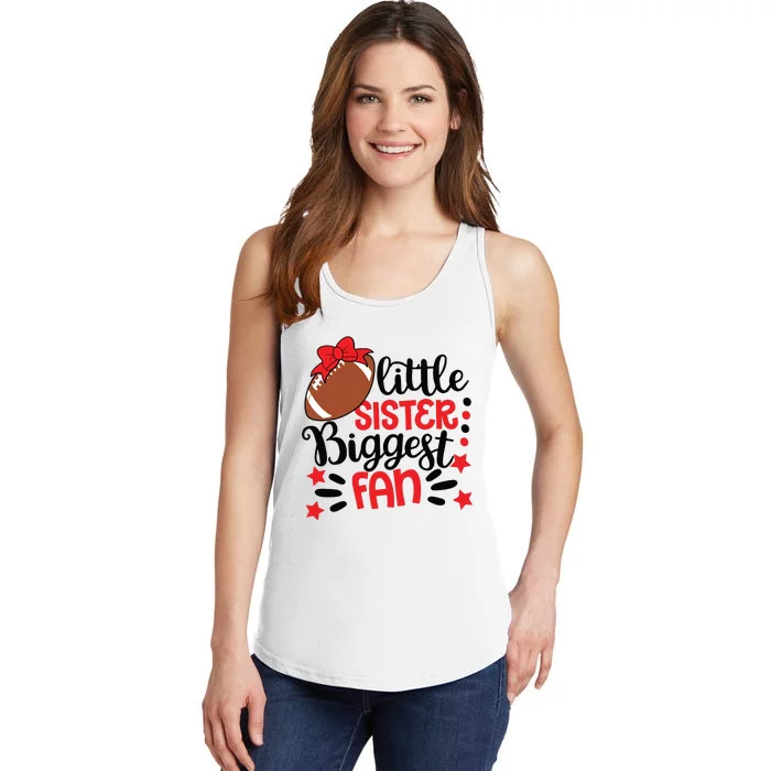 Kids Little Sister Biggest Fan Football Fan Game Day Game Season Ladies Essential Tank