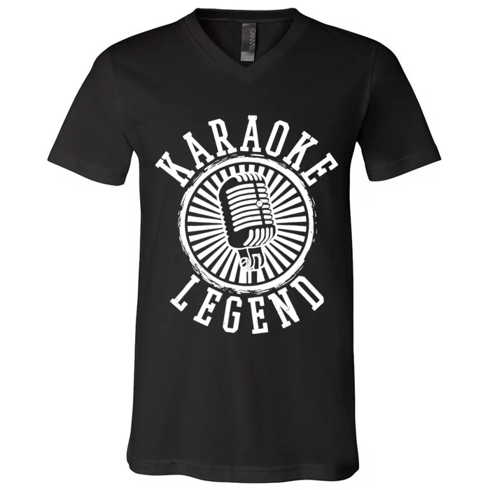 Karaoke Legend Singing Microphone Party Singer Gift V-Neck T-Shirt