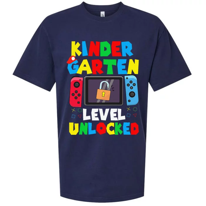 Kindergarten Level Unlocked Back To School First Day Gamer Gift Sueded Cloud Jersey T-Shirt