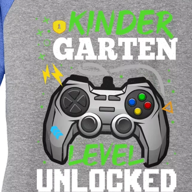 Kindergarten Level Unlocked Video Game Team Kindergarten Gift Women's Tri-Blend 3/4-Sleeve Raglan Shirt