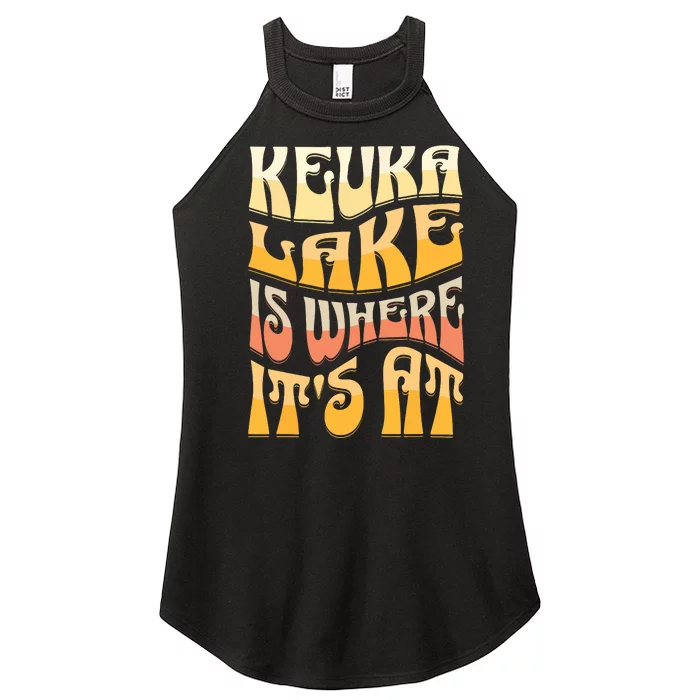 Keuka Lake Vintage Retro Women’s Perfect Tri Rocker Tank