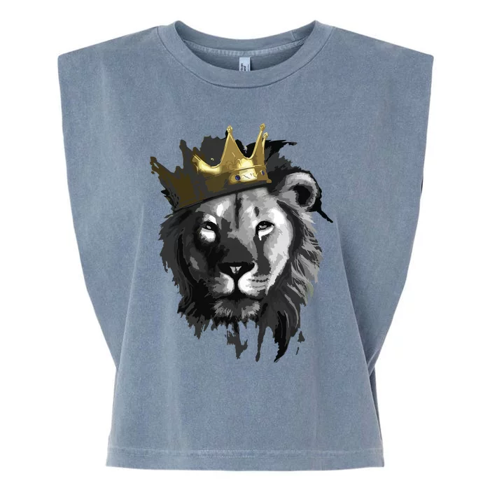 King Lion With Crown Street Art Garment-Dyed Women's Muscle Tee