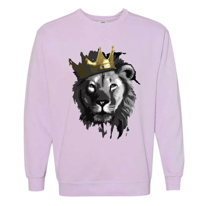 King Lion With Crown Street Art Garment-Dyed Sweatshirt