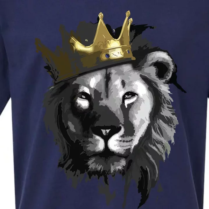 King Lion With Crown Street Art Sueded Cloud Jersey T-Shirt