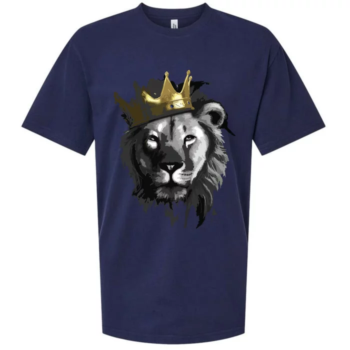 King Lion With Crown Street Art Sueded Cloud Jersey T-Shirt