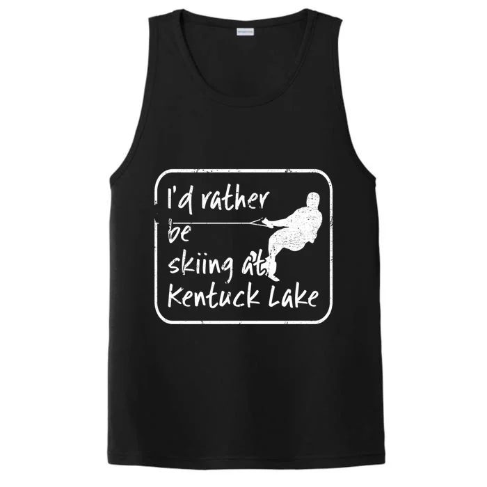 Kentuck Lake Wisconsin Id Rather Be Water Skiing Funny Gift Performance Tank