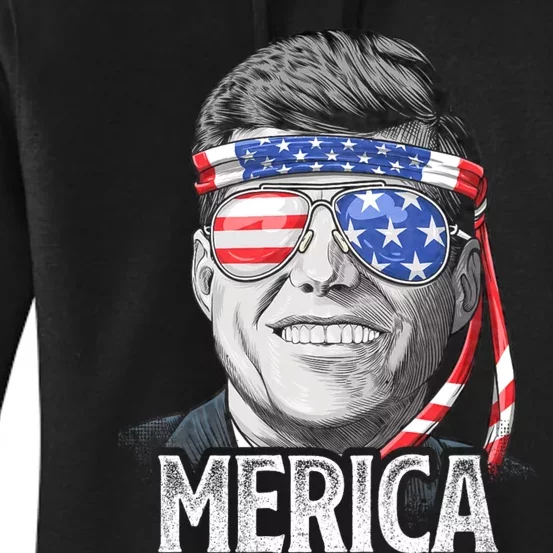 Kennedy Merica 4th Of July President Jfk American Flag Women's Pullover Hoodie