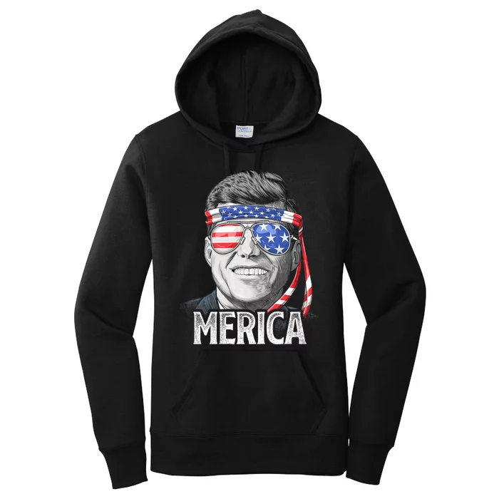 Kennedy Merica 4th Of July President Jfk American Flag Women's Pullover Hoodie