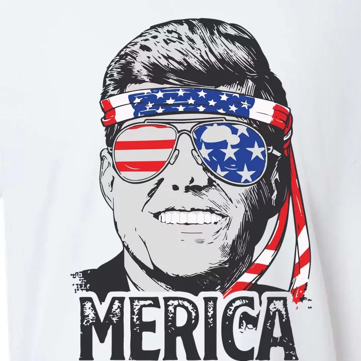 Kennedy Merica 4th Of July President Jfk Men American Flag Sueded Cloud Jersey T-Shirt