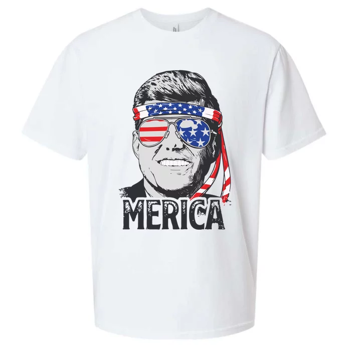 Kennedy Merica 4th Of July President Jfk Men American Flag Sueded Cloud Jersey T-Shirt