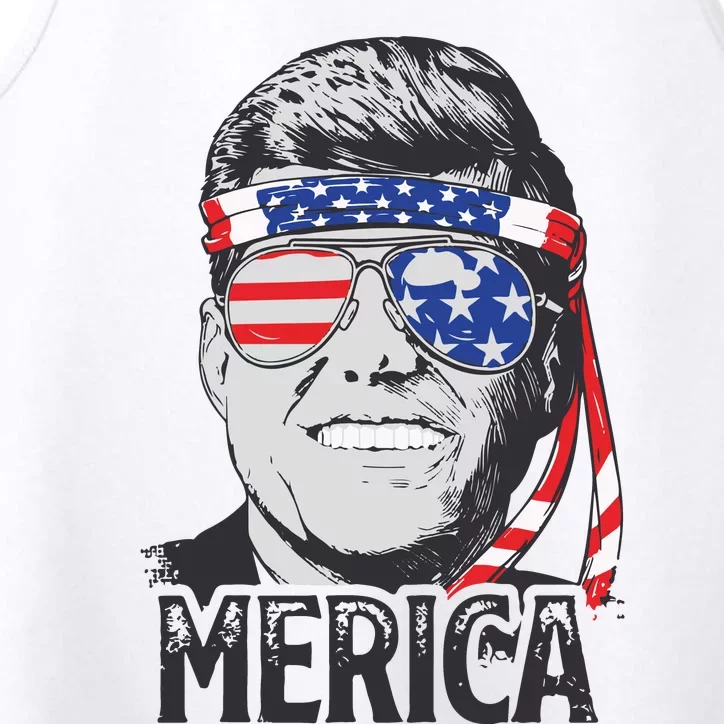 Kennedy Merica 4th Of July President Jfk Men American Flag Performance Tank