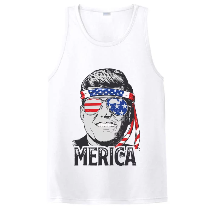 Kennedy Merica 4th Of July President Jfk Men American Flag Performance Tank