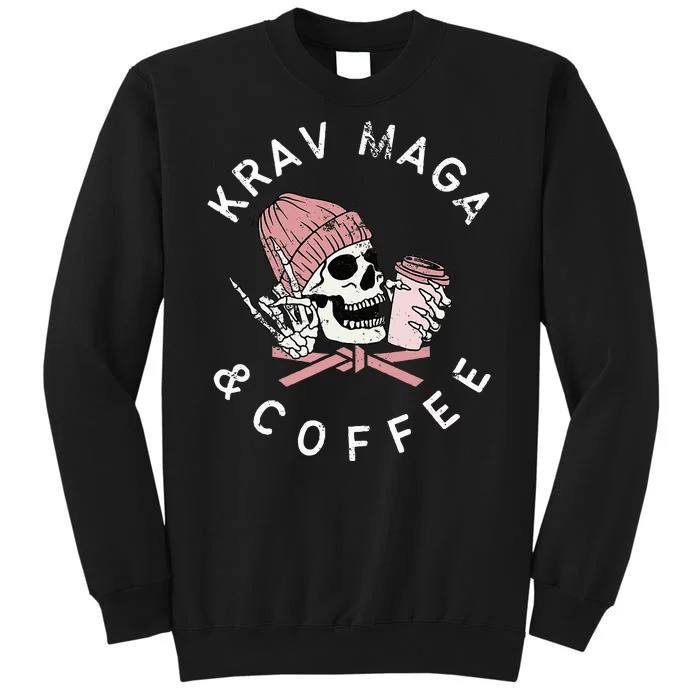 Krav Maga And Coffee Beanie Rock Vintage Skull Tall Sweatshirt