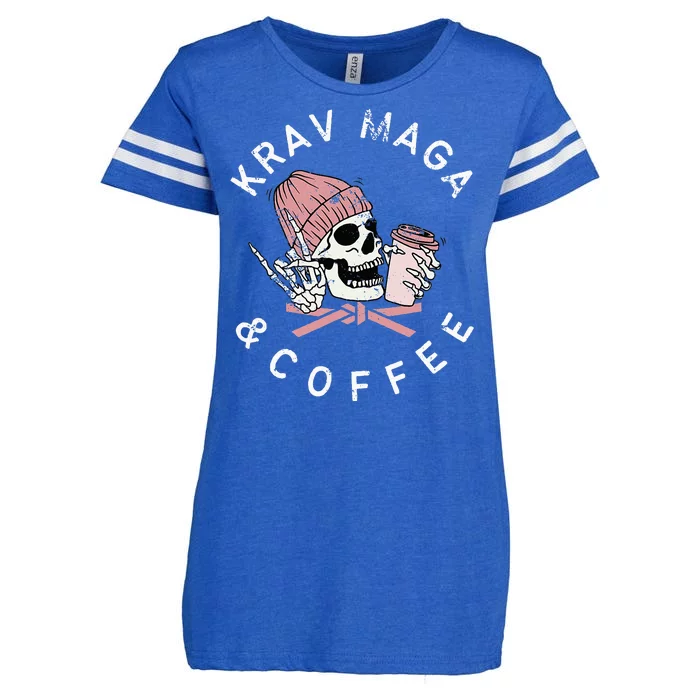 Krav Maga And Coffee Beanie Rock Vintage Skull Enza Ladies Jersey Football T-Shirt