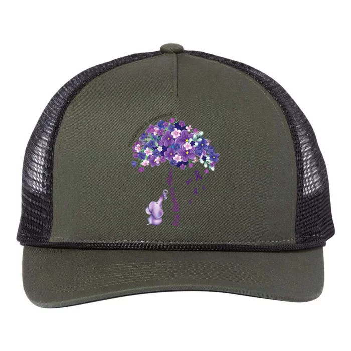 Keep Memories Alive Purple Elephant AlzheimerS Awareness Retro Rope Trucker Hat Cap