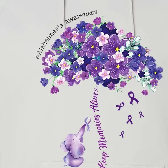 Keep Memories Alive Purple Elephant AlzheimerS Awareness Performance Fleece Hoodie