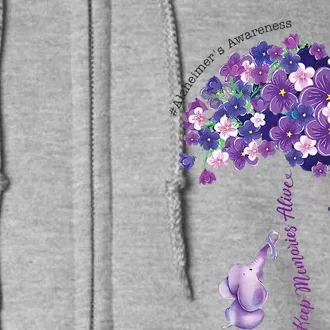 Keep Memories Alive Purple Elephant AlzheimerS Awareness Full Zip Hoodie