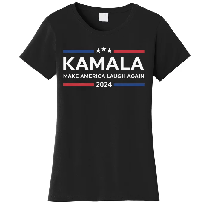 Kamala Make America Laugh Again American Flag 2024 Women's T-Shirt