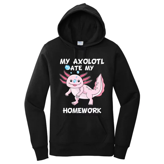 Kawaii My Axolotl Ate My Homework Cute Axolotl Girls Women's Pullover Hoodie