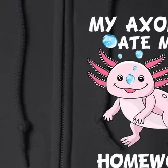 Kawaii My Axolotl Ate My Homework Cute Axolotl Girls Full Zip Hoodie