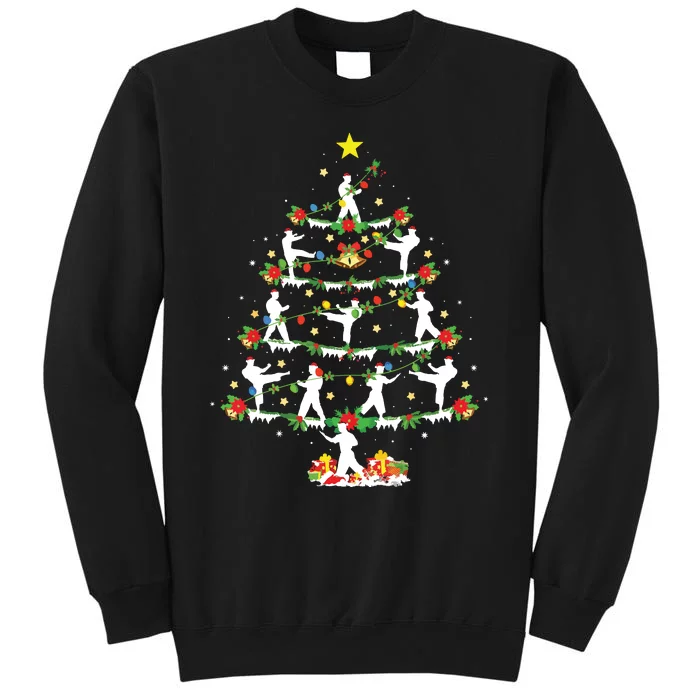 Karate Martial Art Lover Xmas Lighting Karate Christmas Tree Sweatshirt