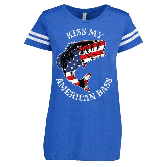 Kiss My American Bass Funny Fishing Redneck Patriot Usa Enza Ladies Jersey Football T-Shirt