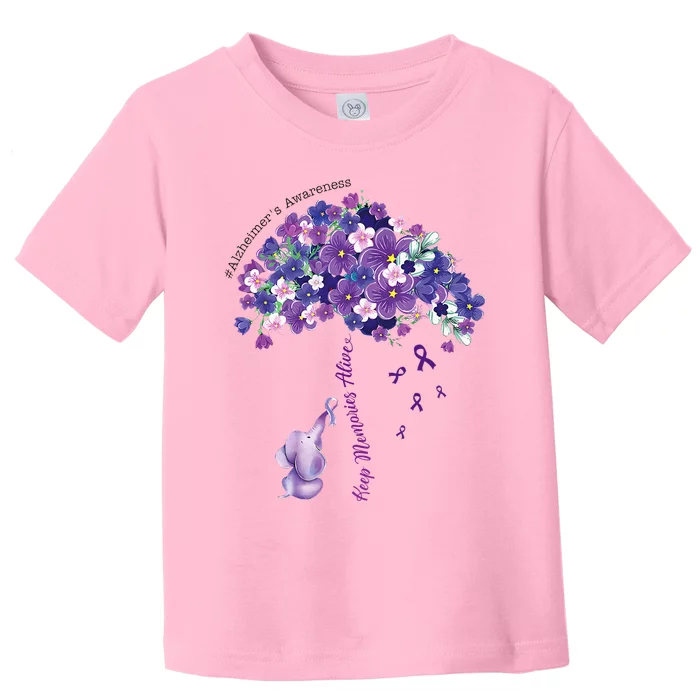 Keep Memories Alive Purple Elephant AlzheimerS Awareness Toddler T-Shirt