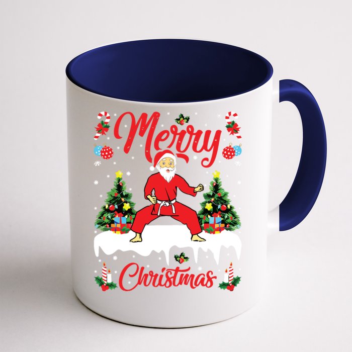 Karate Martial Art Lover Xmas Santa Playing Karate Christmas Front & Back Coffee Mug