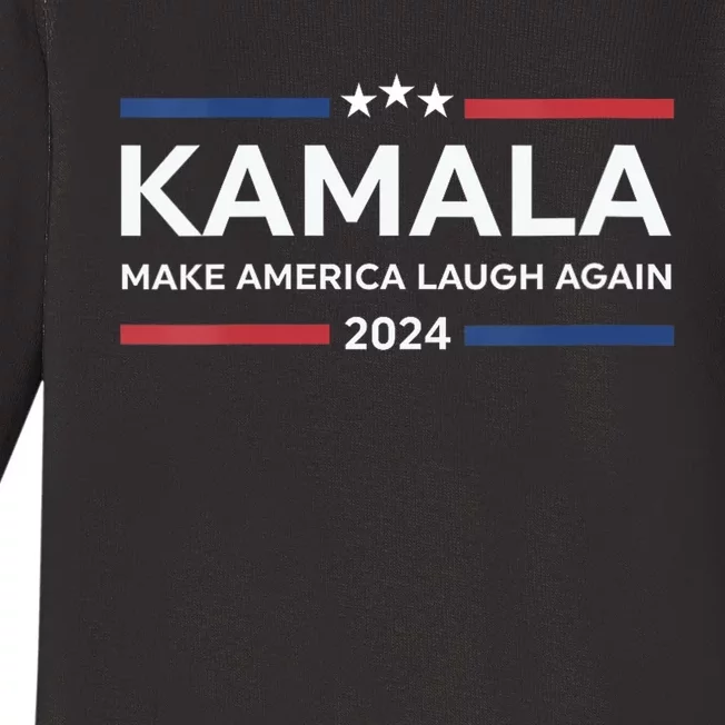 Kamala Make America Laugh Again American Flag 2024 Baby Long Sleeve Bodysuit