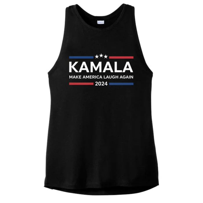 Kamala Make America Laugh Again American Flag 2024 Ladies Tri-Blend Wicking Tank