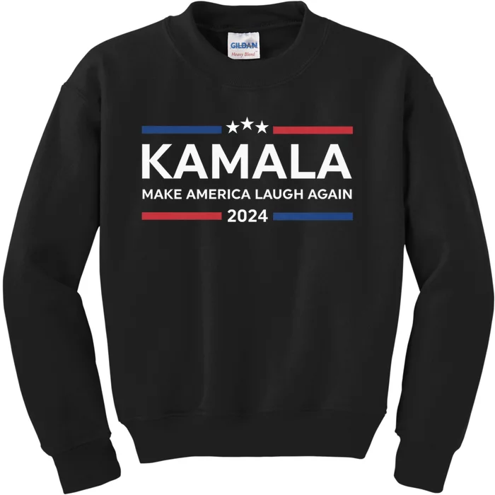 Kamala Make America Laugh Again American Flag 2024 Kids Sweatshirt