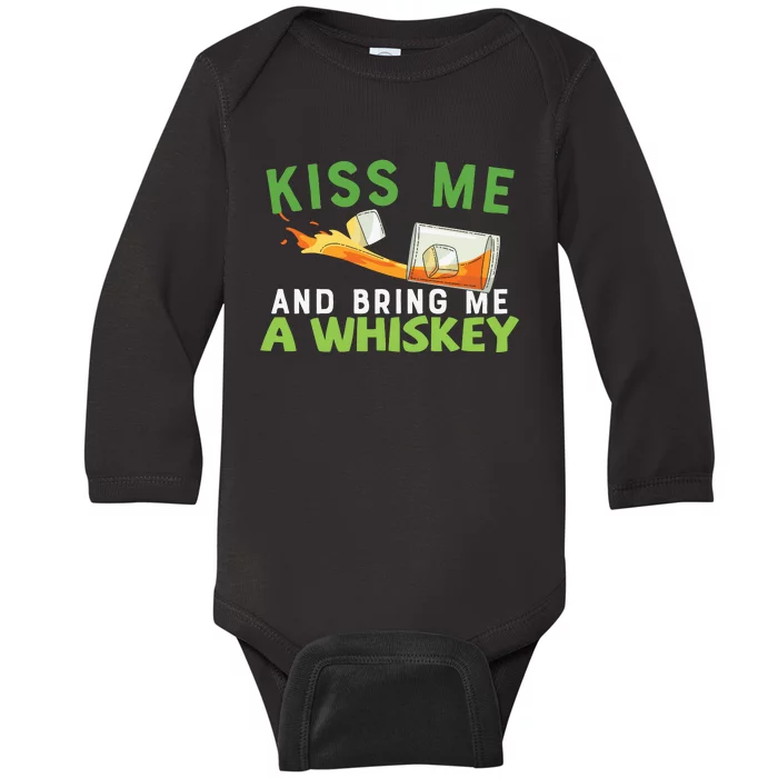 Kiss Me And Bring Me A Whiskey Baby Long Sleeve Bodysuit