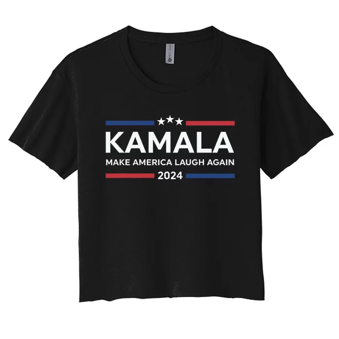 Kamala Make America Laugh Again American Flag 2024 Women's Crop Top Tee