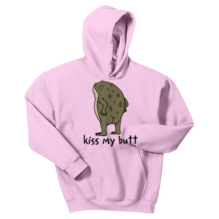 Kiss My Butt Green Frog Kids Hoodie