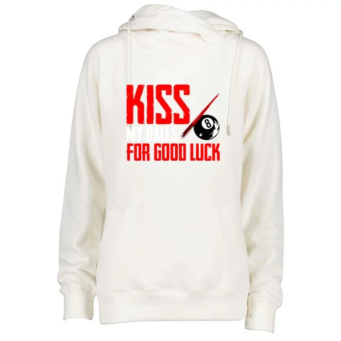 Kis My Ball For Good Luck Pool Player Funny Billard 8ball Gift Womens Funnel Neck Pullover Hood