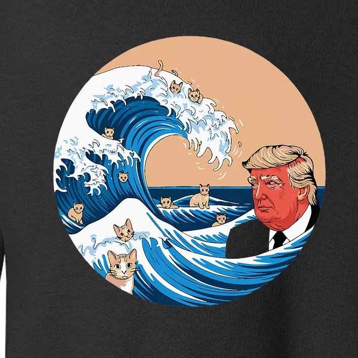 Kamala Merchandise Blue Cat Wave Trump Toddler Sweatshirt