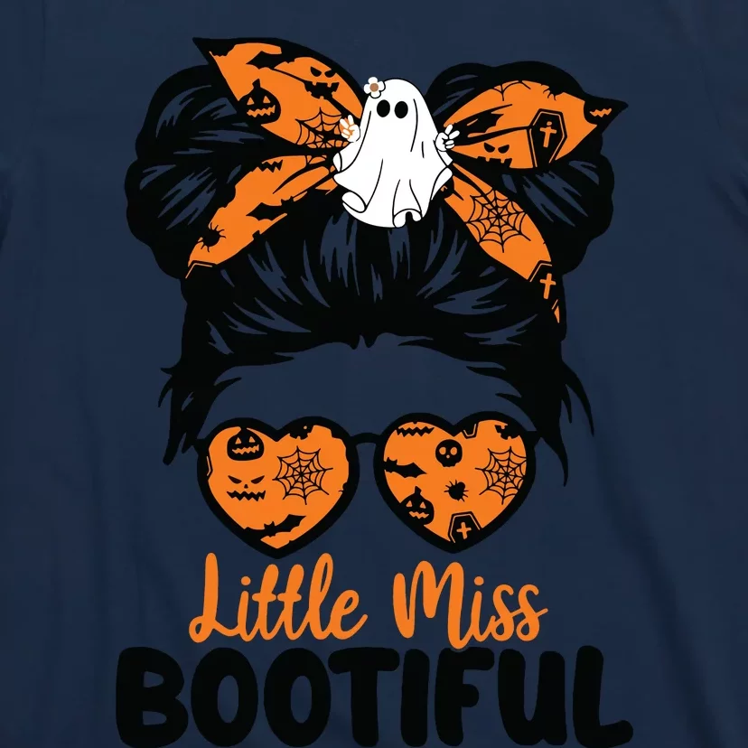 Kids Messy Bun Little Miss Bootiful Boo Halloween Costume Girls T-Shirt