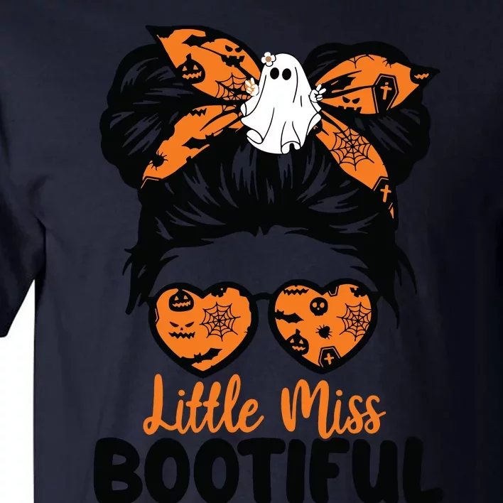 Kids Messy Bun Little Miss Bootiful Boo Halloween Costume Girls Tall T-Shirt