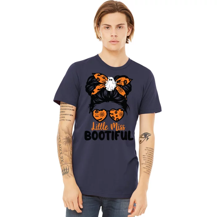 Kids Messy Bun Little Miss Bootiful Boo Halloween Costume Girls Premium T-Shirt