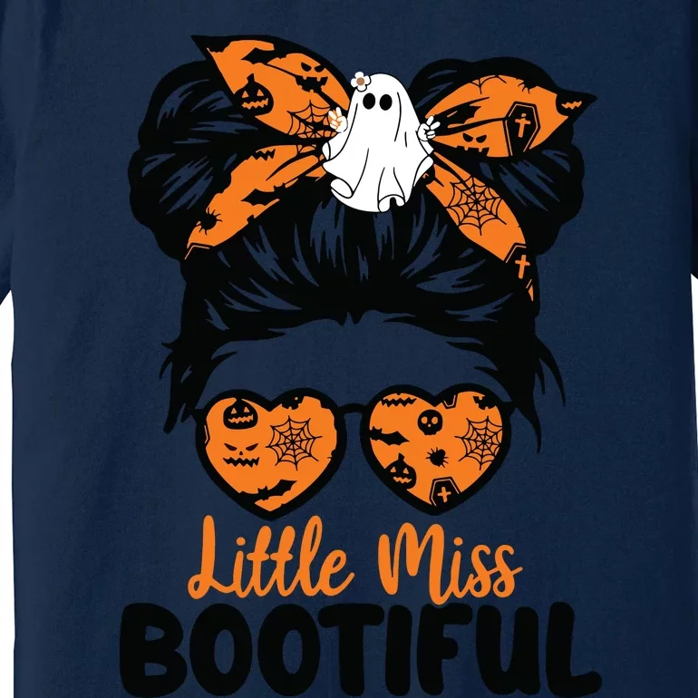 Kids Messy Bun Little Miss Bootiful Boo Halloween Costume Girls Premium T-Shirt