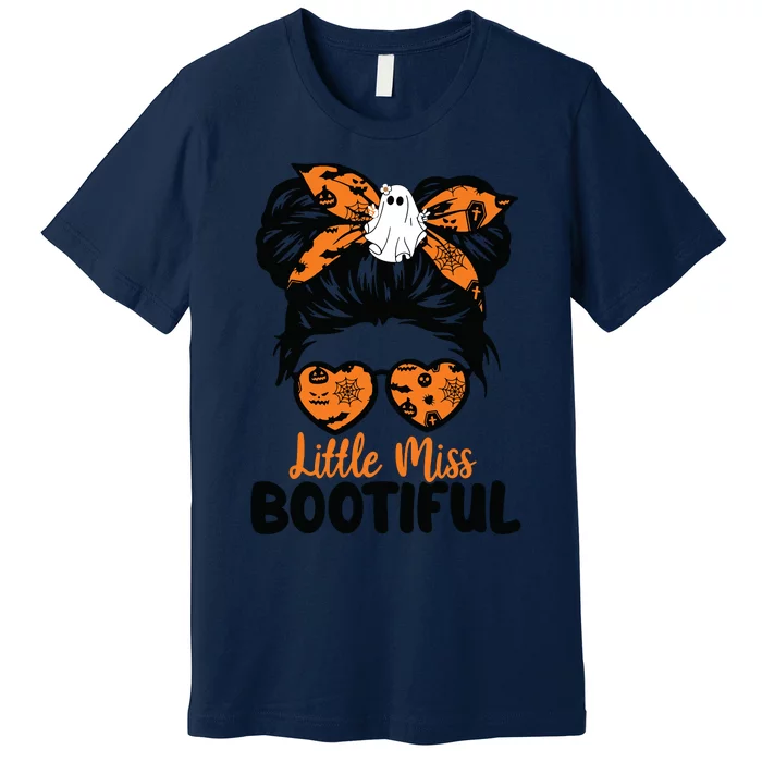 Kids Messy Bun Little Miss Bootiful Boo Halloween Costume Girls Premium T-Shirt