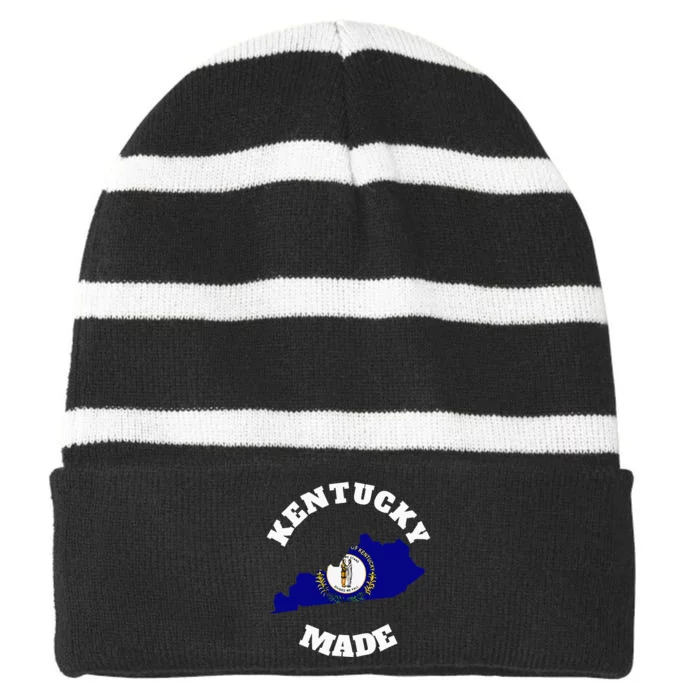 Kentucky Made Blue Kentucky Flag Kentucky State Pride Striped Beanie with Solid Band