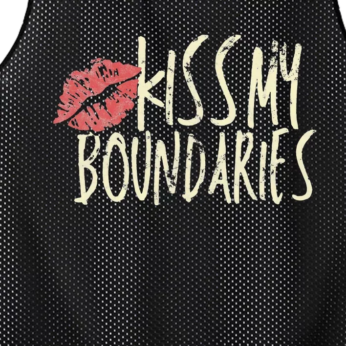 Kissing My Boundaries Red Lips White Quote Mesh Reversible Basketball Jersey Tank