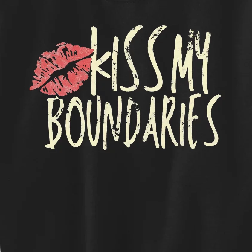 Kissing My Boundaries Red Lips White Quote Kids Sweatshirt