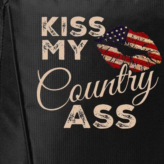 Kiss My Country Ass Patriotic Grunge Flag Lips City Backpack